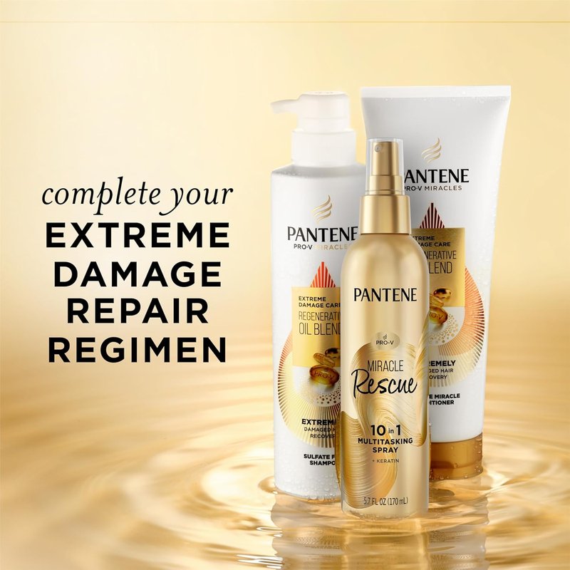 Pantene Miracle Rescue 10-in-1 Multitasking Spray - Heat Protection & Detangling Treatment | 5.7 oz