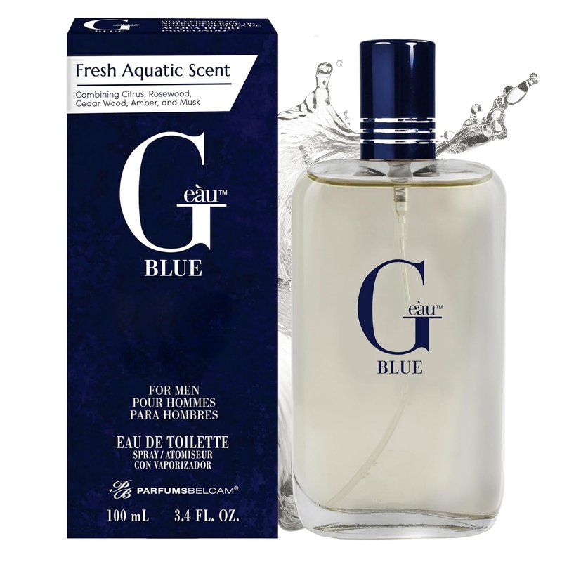 PB ParfumsBelcam G Eau Blue Eau de Toilette Spray - Long-Lasting Men's Cologne | Fresh Summer Scent - 3.4 Fl Oz
