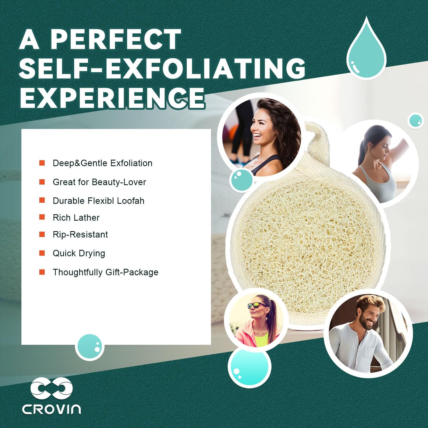 Crovin Premium Exfoliating Facial Loofah Pads, Natural Luffa Face Scrubber and Cleansing Face Sponge for Easily and Effectively Clean Up Your Face-8 Count (1 Pack)