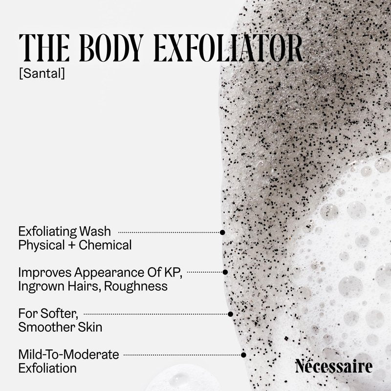 Nécessaire The Body Exfoliator. Santal. AHA/BHA/PHA. Resurface Skin. Smooth KP and Rough Patches. Hypoallergenic. Dermatologist-Tested. 180 ml / 6.1 fl oz