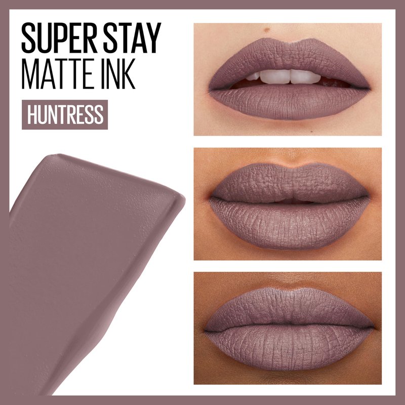 Maybelline Super Stay Matte Ink Liquid Lipstick Makeup, Long Lasting High Impact Color, Up to 16H Wear, Huntress, Muted Grey, 1 Count, Packaging May Vary