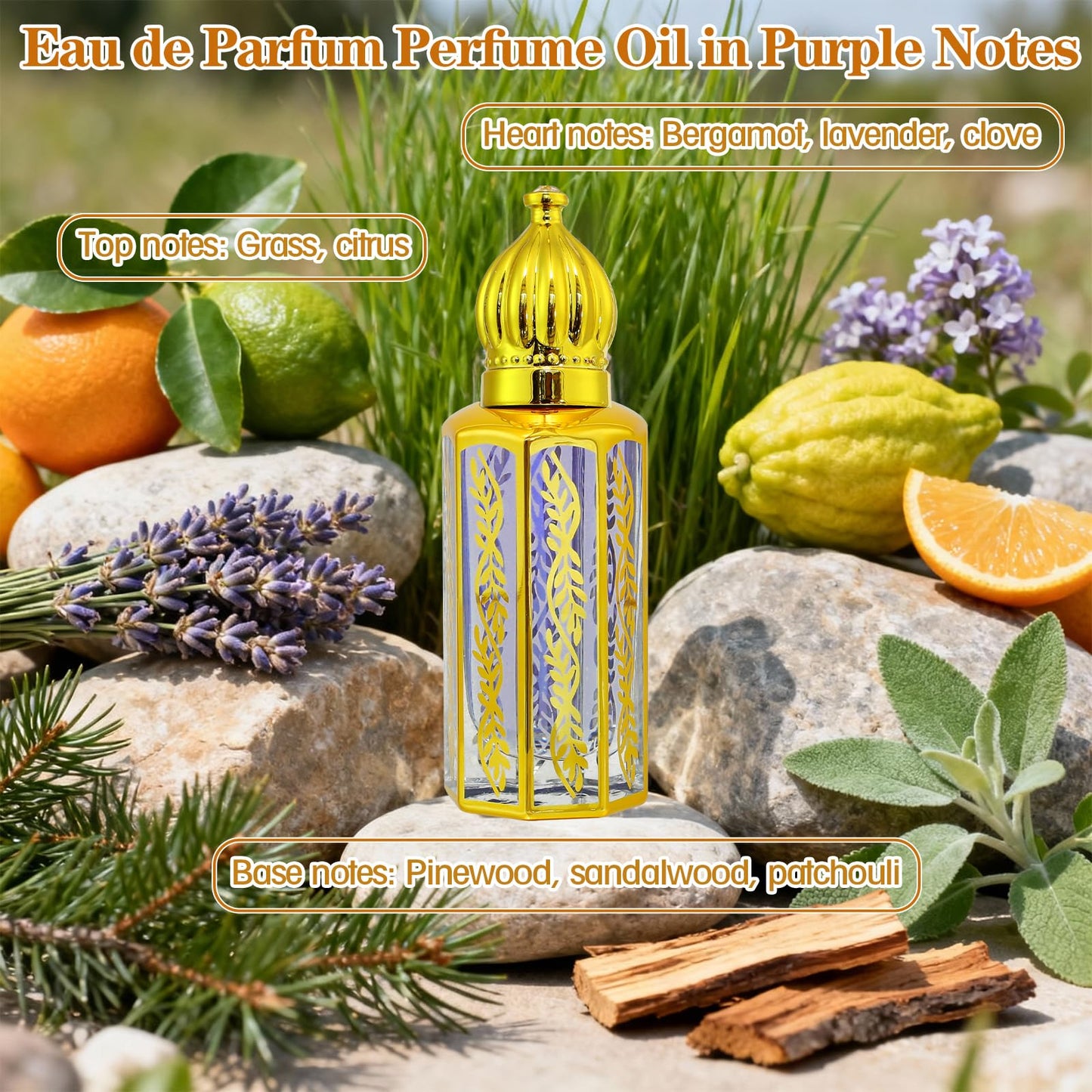 Tuteshow Arabic Perfume Oil for Women, Long Lasting Arabian Perfume Oil Roll On Rose, Sandalwood, Musk, 0.4 fl. oz