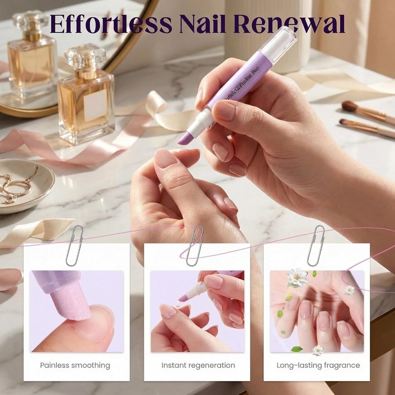 Skiennix 4-in-1 Cuticle Oil Pusher Pen - Moisturize & Strengthen Dry Nails | 2-Pack Applicator Set
