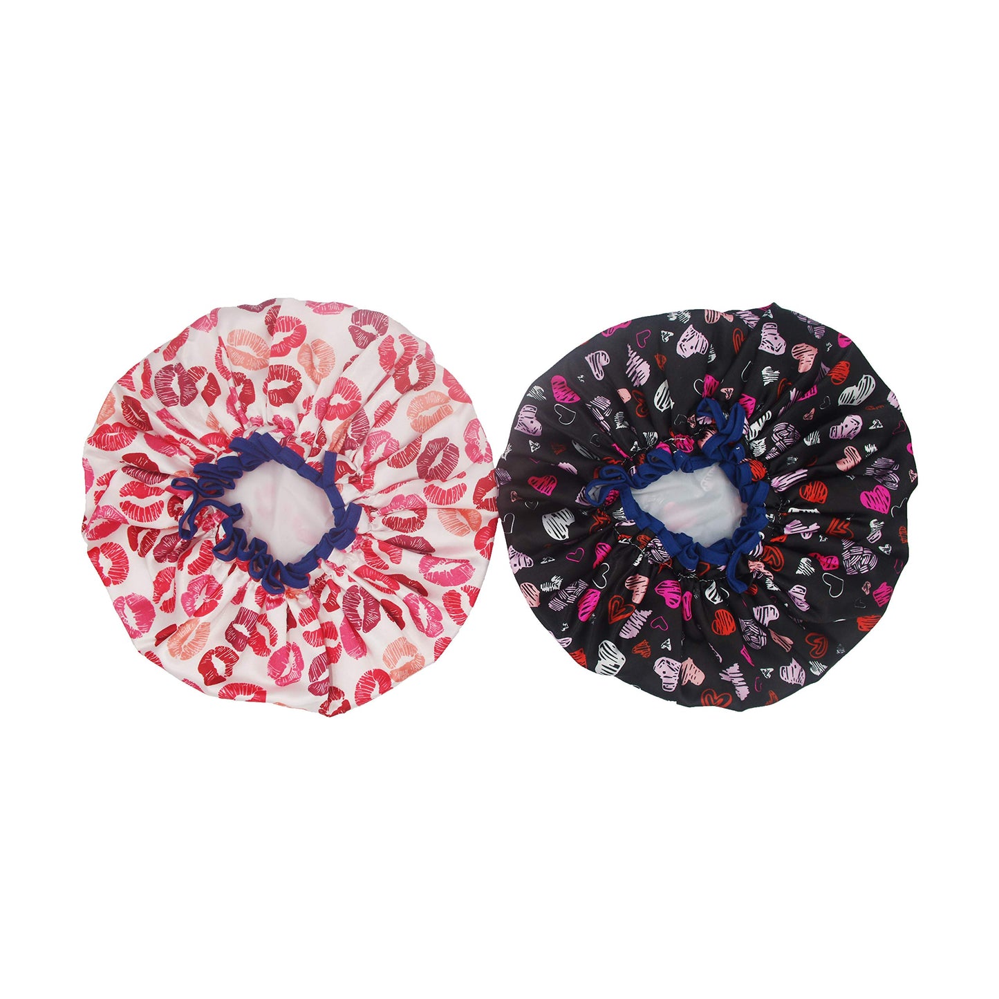 Bleu Bath (2 Pack) Sexy Lovely Fashion Style Hair Cap Double Layer Lined Waterproof Durable Eco-Friendly Shower Cap with Tight Elastic-Fashionista Collection Bath Cap (Standard Size-Lovely Style)