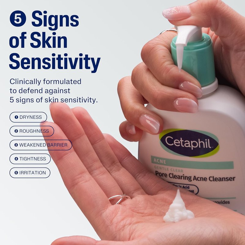 Cetaphil Gentle Clear Acne Cleanser - Foaming Gel for Sensitive Skin | 8 Fl Oz with 2% Salicylic Acid