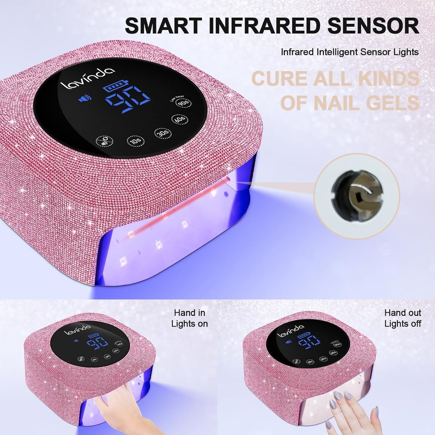 UV Nail Lamp - 54W Cordless Gel Nail Dryer with 4 Timers & LCD Display | Fast Curing Nail Art Tool