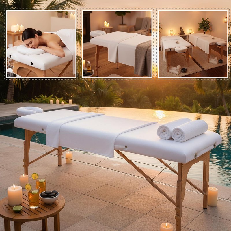 Oudain 4 Sets 3 Piece Soft Microfiber Massage Table Sheets Set Bulk Includes Massage Flat Sheet and Fitted Sheet and Face Rest Cover(White)