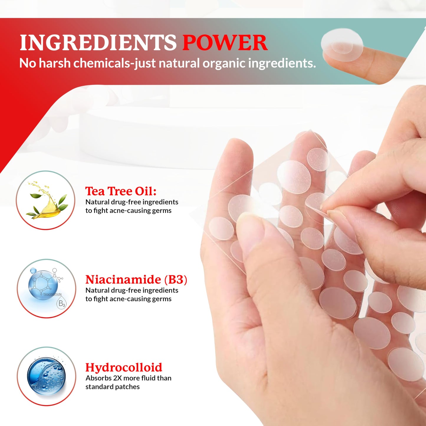 SootheRX Hydrocolloid Acne Patches for Face | Niacinamide Pimple Patch | Overnight Blemish & Acne Spot Treatment | Pimple Stickers for Covering Cheeks & Zit Patch for Face | 36 Count Transparent