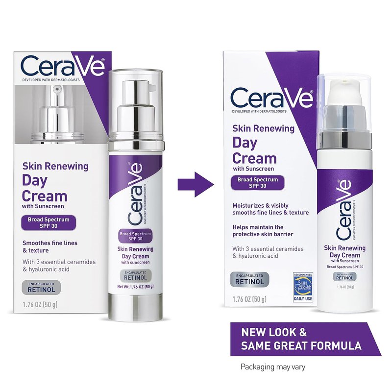 CeraVe Anti-Aging Face Cream SPF 30 - Retinol & Hyaluronic Acid, 1.76 oz | Hydrating Anti-Wrinkle Moisturizer
