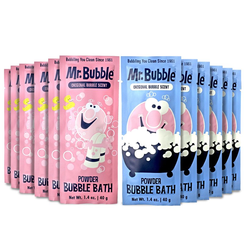 Mr. Bubble Retro Powder Bubble Bath Packet, Original Bubble Gum Scent, 1.4 oz, Pack of 12