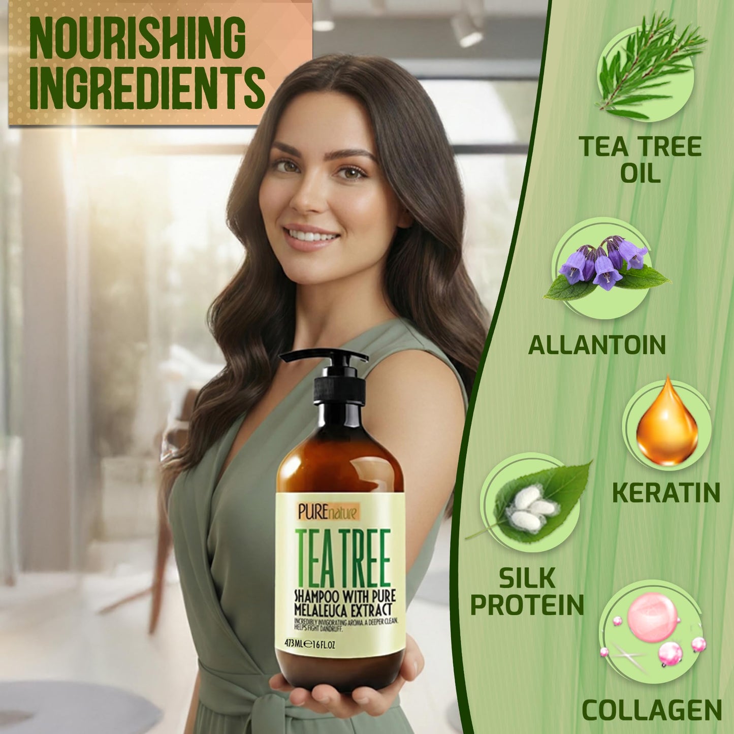 Tea Tree Shampoo - Sulfate Free, Anti Dandruff Deep Cleanse for Oily and Itchy Scalp - Buildup Remover - Professional Oily Hair Salon Formula - Paraben Free Shampoo for Women and Men - 16 Fl Oz