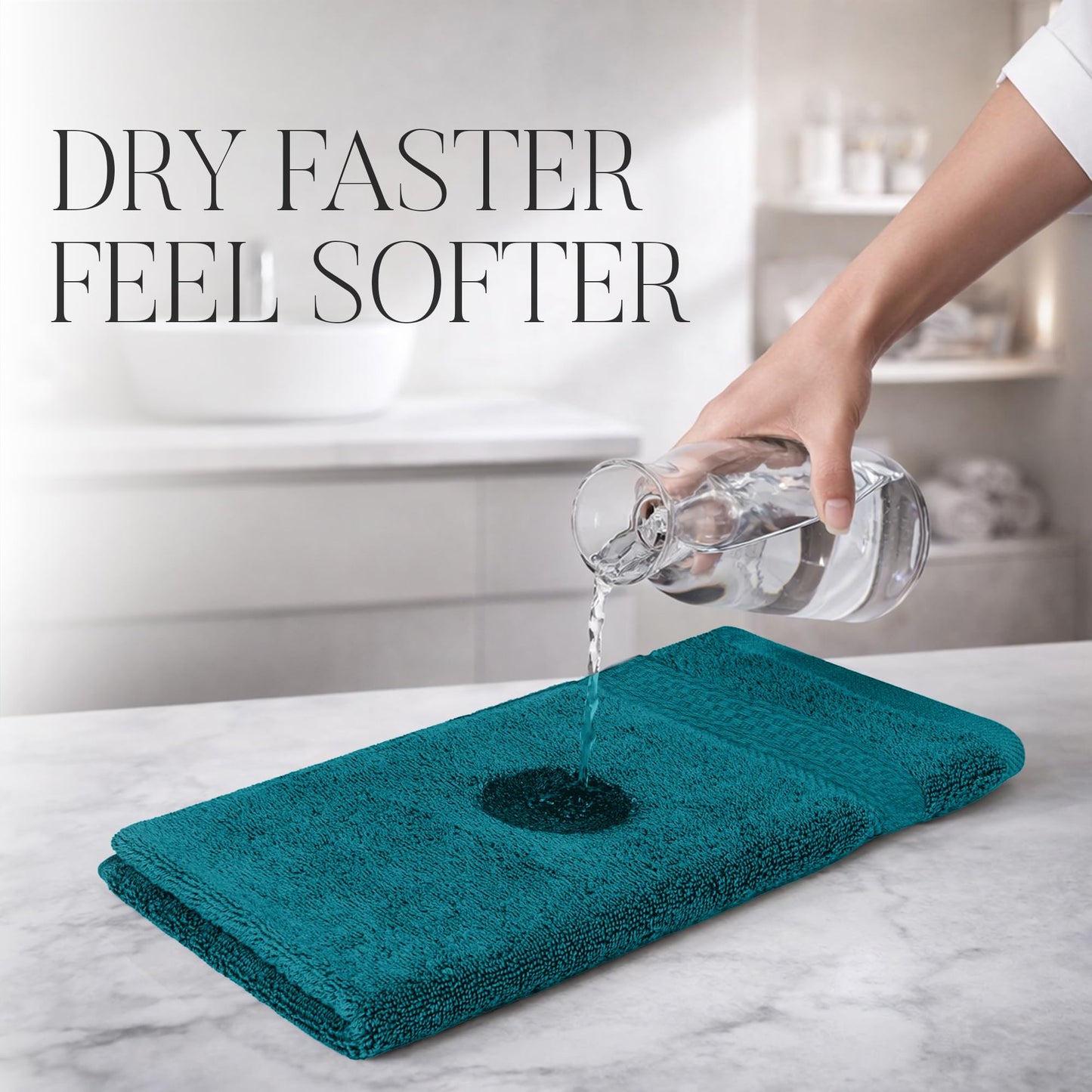 RIVERSIDE 12-Pack Premium 100% Cotton Teal Face Towels for Bathroom [12x12] - Reusable Luxury Face Wash Cloths for Showering - 550 GSM Super Soft & Absorbent Washcloths for Body, Spa & Gym