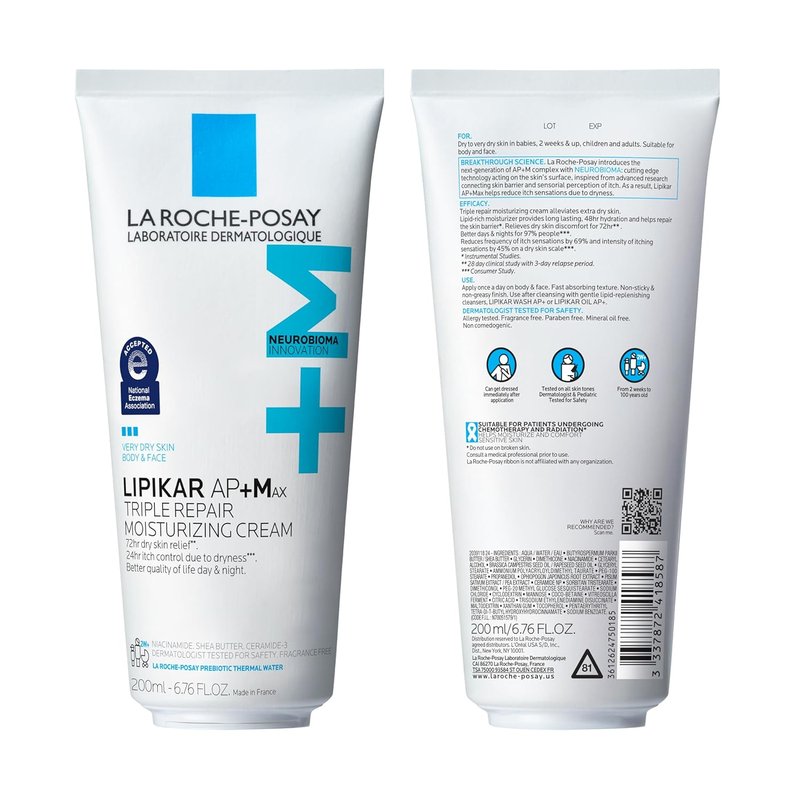 La Roche-Posay Lipikar AP+MAX Body Cream - Moisturizing Lotion for Dry Skin with Shea Butter & Niacinamide | Gentle Care for Sensitive Skin