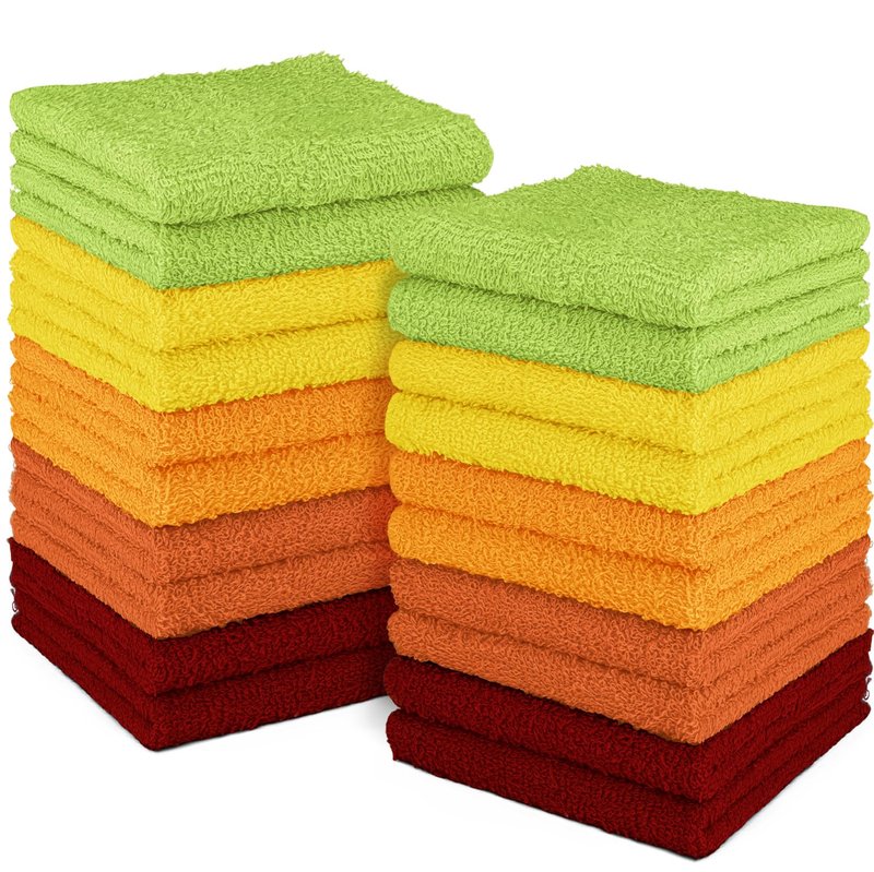 DecorRack 20 Pack 100% Cotton Wash Cloth, Luxurious Soft, 12 x 12 inch Ultra Absorbent, Machine Washable Washcloths, Assorted Set 2 (20 Pack)