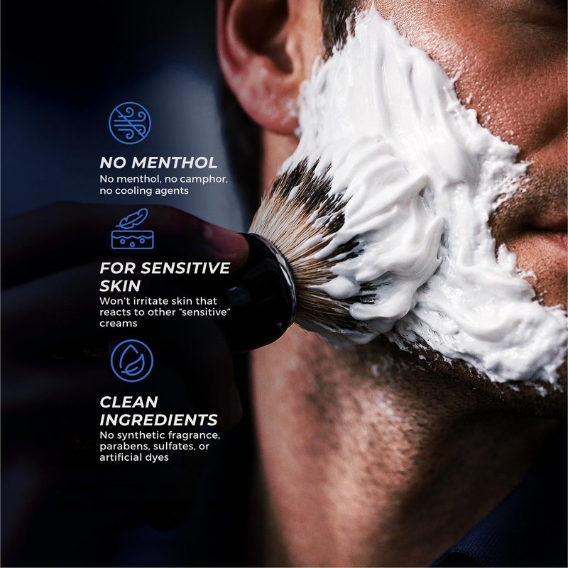 Shaving Cream for Men with Sensitive Skin – Fragrance Free, Menthol Free | Helps Reduce Razor Burn & Irritation | StoneBlade Unscented Shave Cream, 6 oz