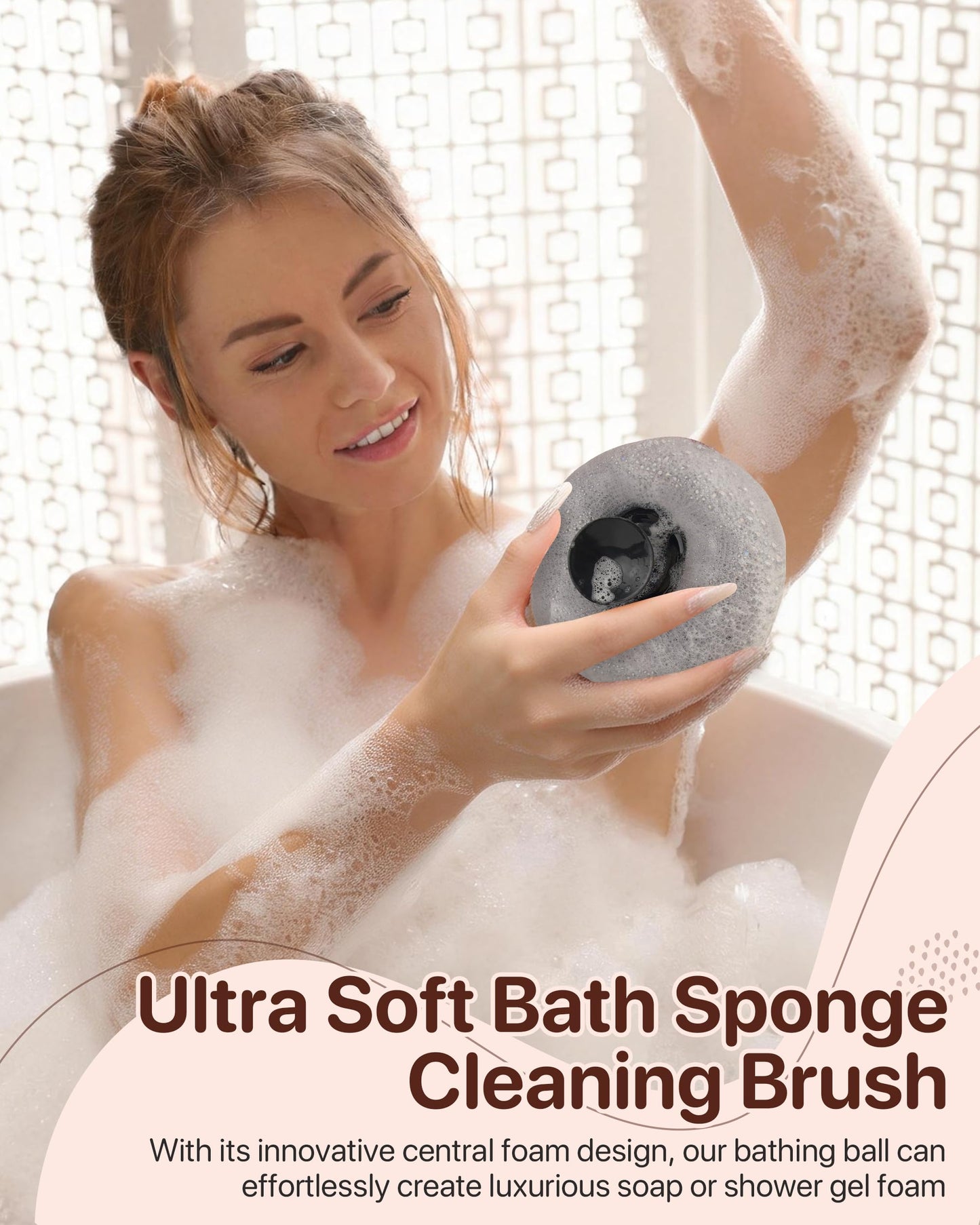 Super Soft Sunflower Suction Cup Bath Sponge loofah, 2026 Upgraded 2-in-1 Sunflower Ball Exfoliating Bath Sponge Cleaning Brush, Mesh Shower Body Sponge Accessories for Women, Men Shower (Black+Grey)
