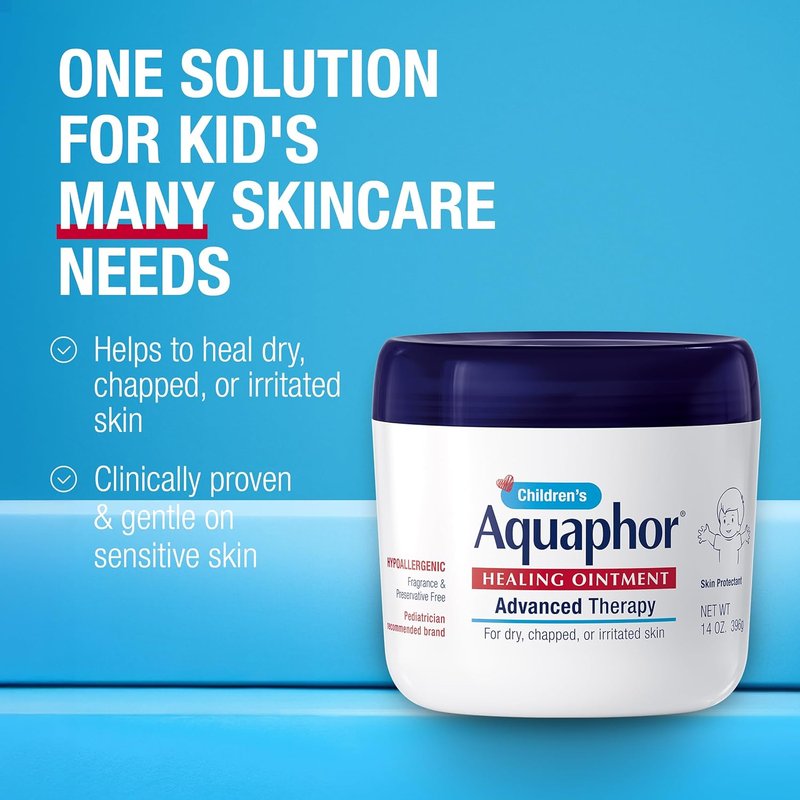 Aquaphor Children's Healing Ointment - 41% Petrolatum Skin Protectant for Minor Wounds & Chapped Skin | 14 Oz Jar