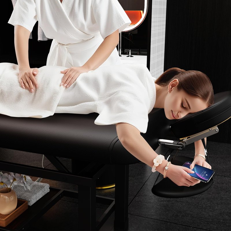 Olela Electric Massage Table with Heated Function- Heated Massage Table with Electric Lift & Manual Adjustable Backrest, Treatment Table with Storage and Metal Frame for Massage, Spa So On