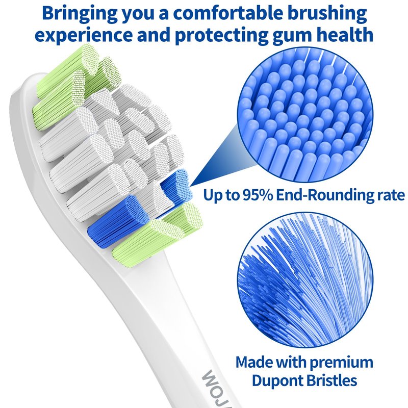 Replacement Toothbrush Brush Heads Compatible with Philips Sonicare Electric Toothbrushes with Click-on System Dupont Bristles for Optimal Plaque Remove, Pack of 10, White