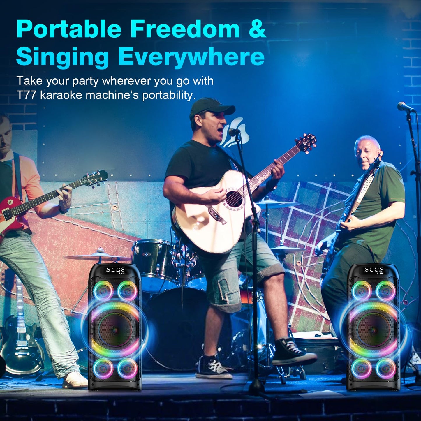 BOHINI Bluetooth Speaker, 160W Peak Powerful Loud Stereo Sound Deep Bass Wireless Boombox Portable Large Party Speakers with Subwoofer TWS Pairing Dynamic LED Light for Outdoor Camping Backyard Events