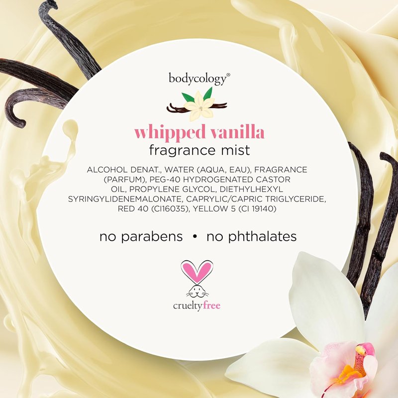 Bodycology Whipped Vanilla Body Mist - Long-Lasting Fragrance, 8 Fl Oz (Pack of 2)