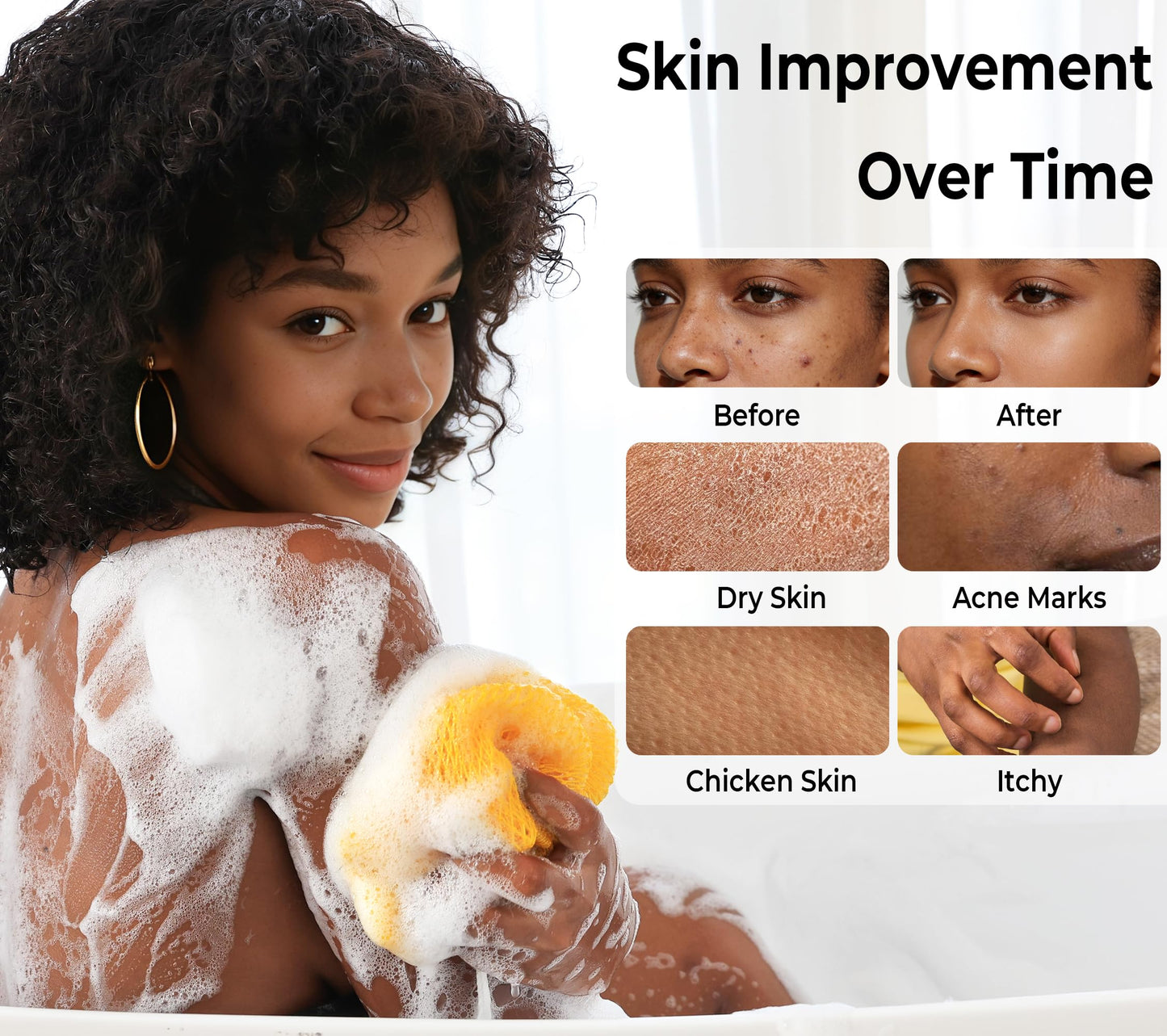 African Net Sponge Authentic - Exfoliating Back Scrub Bath Sponge with Knots - Afro Scrub Body Scrubber Exfoliator Washcloth - African Body Care Daily Use Shower Essentials
