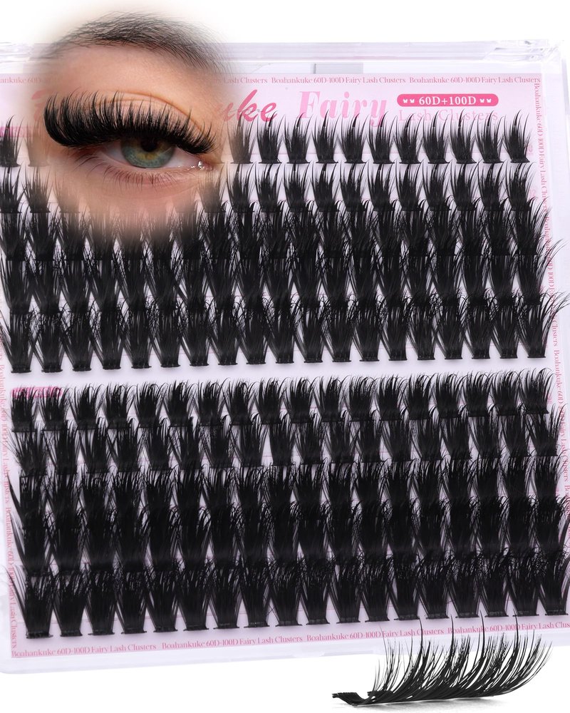 Lash Clusters with Spikes Fluffy Eyelash Clusters Fairy Cluster Lashes 10-18mm Wispy Cluster Eyelash Extensions 60D+100D Volume Individual Lashes D Curly Lash Extensions by Boahankuke