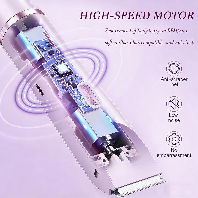 Skiennix Bikini Trimmer - 2-in-1 Cordless & Waterproof Shaver for Women | Painless Hair Removal, Purple