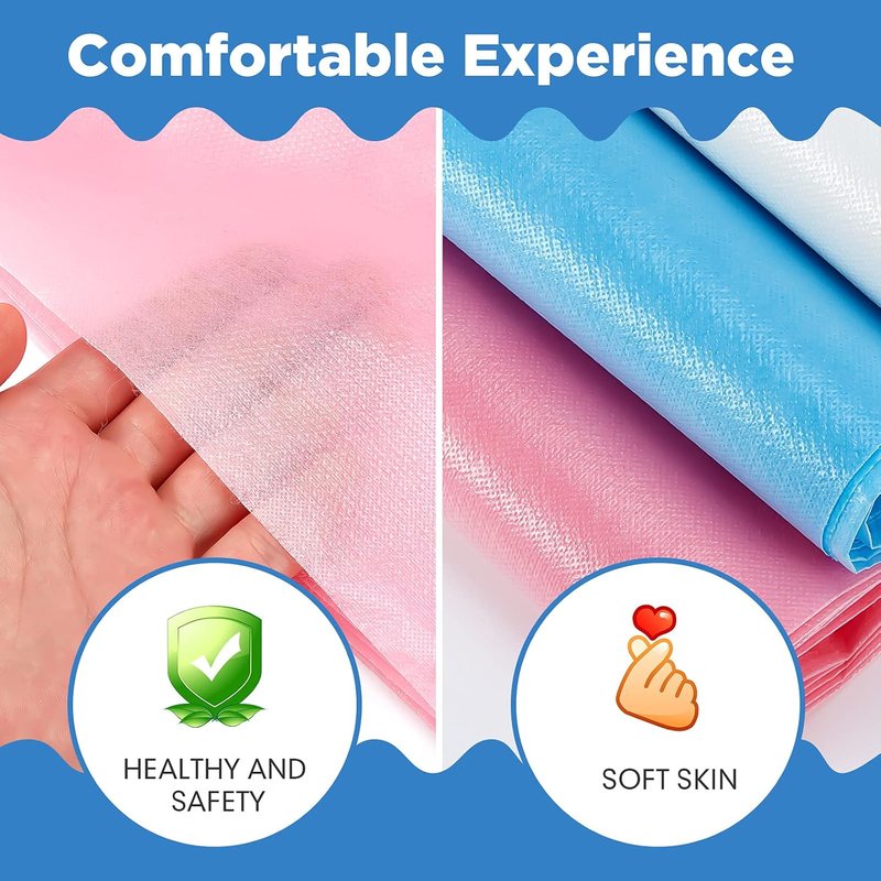 Disposable Bed Sheets - 60 Pcs Waterproof Massage Table Covers | Breathable Non-Woven Fabric, 31" x 70" (Pink, Blue, White)