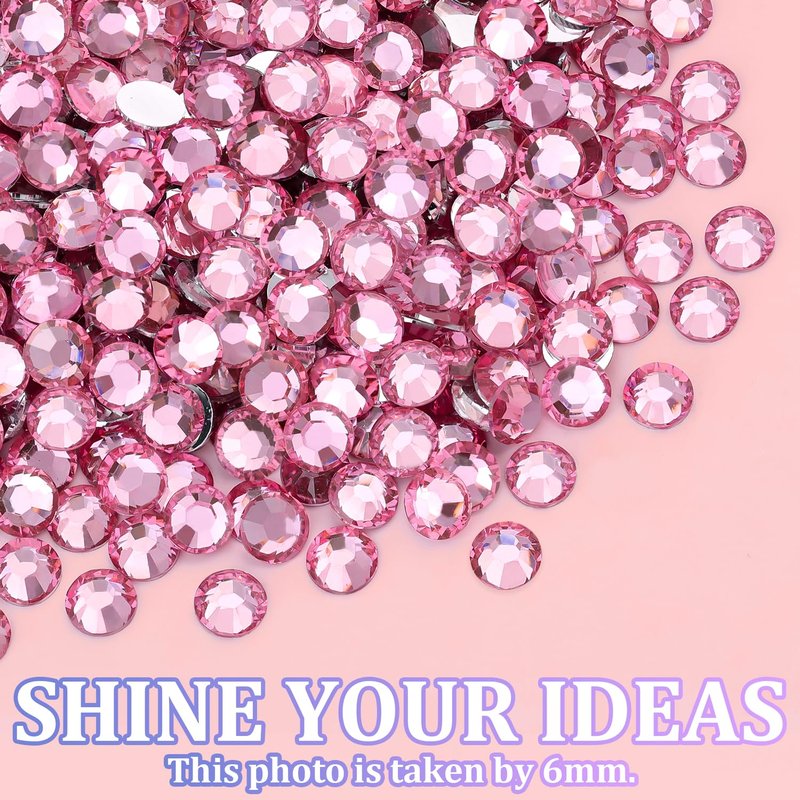Skiennix 25000Pcs Resin Rhinestones - Dark Pink Flatback Gems for DIY Crafting | 2-6mm Mixed Sizes