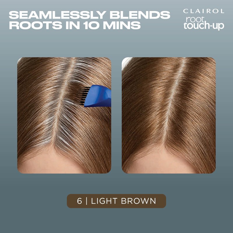 Clairol Root Touch-Up by Nice'n Easy Permanent Hair Dye, 6 Light Brown Hair Color| 100% Gray Coverage | Easy Brush Application | Matches Professional Salon Shades | Pack of 2