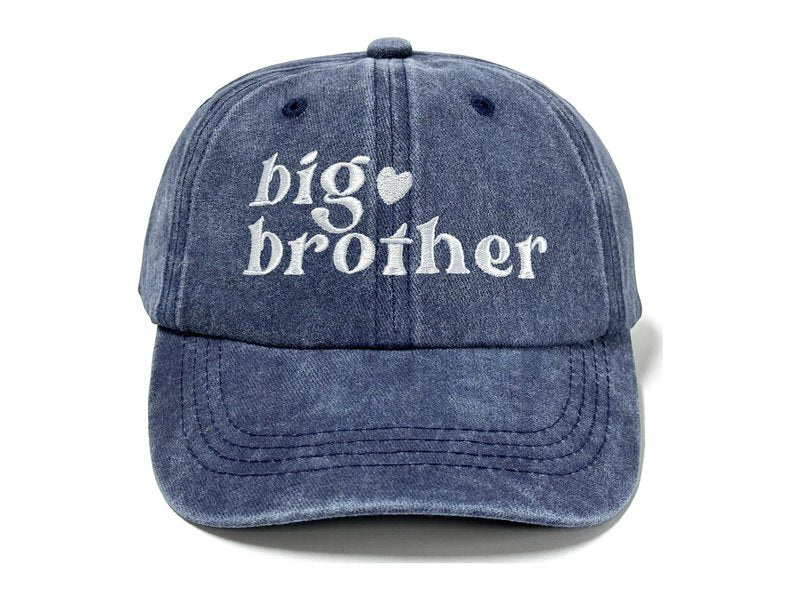 Horpe New Big Bro Gifts for Sibling, First Time Brother Baseball Cap, Pride Hat for Kid Boy, Embroidered Adjustable Washed Navy Blue Cap