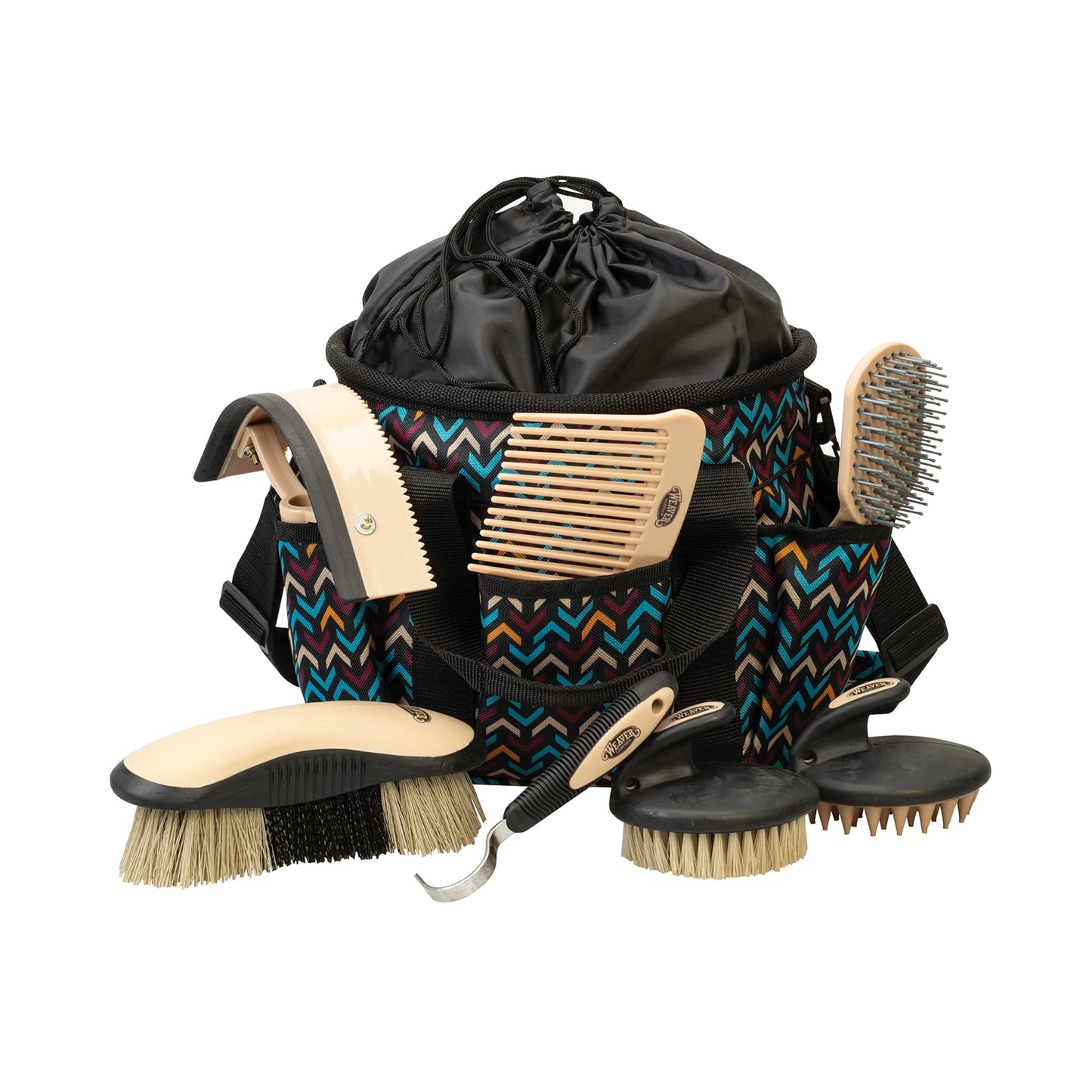 Weaver Equine Horse Grooming Kit, 7-Piece Horse Brush Set with Organizer Tote Bag, Hoof Pick, Comb, Sweat Scraper, Equine Tools for Daily Grooming, Insignia