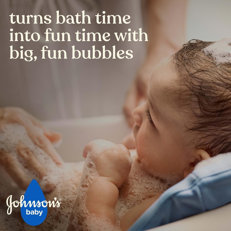 Johnson's Baby Fluffy Bubbles Bubble Bath, No More Tears, Gently Cleanses Delicate Skin Without Feeling Dry, Hypoallergenic, No Added Parabens, Sulfates & Dyes, 13.6 fl. oz