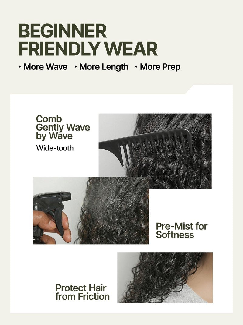 Frodio Veralux™ Blend Human Hair Easy Throw On Lace Wig Boho Curly Ocean Wave Lace Front Wigs Glueless Lace Wig Beginner Friendly 28 Inch HD Lace Glueless Wigs Natural Black Color