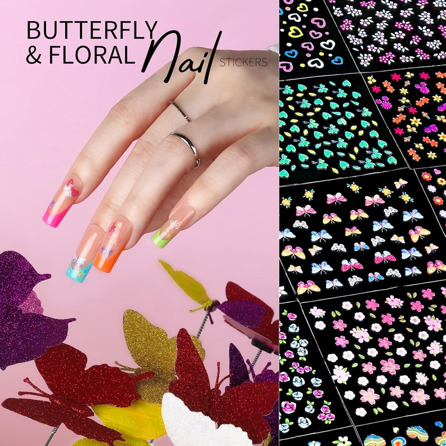 Teenitor Nail Stickers - 50 Sheets of Gold Floral Nail Art Decals for Creative Designs | Perfect for Women, Girls, and Kids