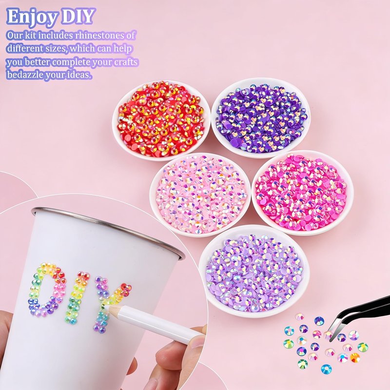 48 Colors Resin Jelly Rhinestones for Bedazzling, 3mm 48000 Pcs Flatback Gems for Crafting,Rhinestone Kit with B7000 Glue for Nail Rhinestones, Shoes, Crafts, Diamond Art & DIY Bedazzler Kit