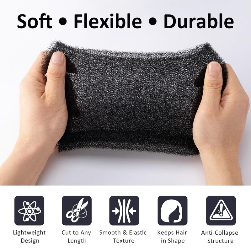 Hair Bun Maker Set for Women, Black Hair Volume Inserts & Donut Shaper, Updo Styling Sponge and Filler Tool for Natural, Full-Looking Buns