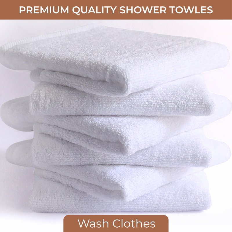 LIVINATI Thick White 100% Cotton Wash Cloths for Showering Body and Face - 12"X12" 6 Pack Washcloths - Small Terry Towel Bath Rags for Adults and Kids Bathroom - Soft Absorbent