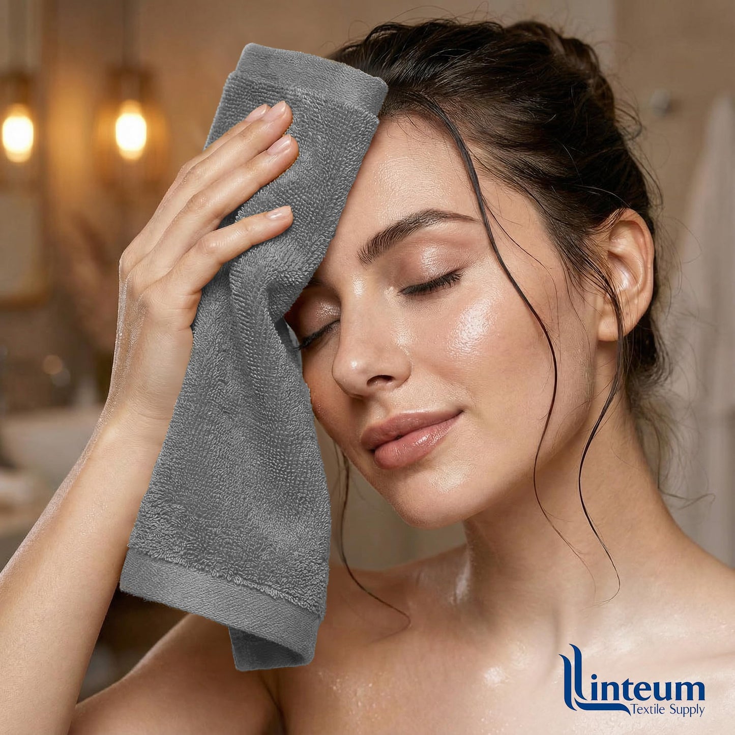 Linteum Textile Supply Premium 12x12 Washcloth (Grey) – 100% Cotton Zero Twist Towels | Absorbent, Quick Dry, Durable for Bathroom, Spa, Gym (12 Pack)