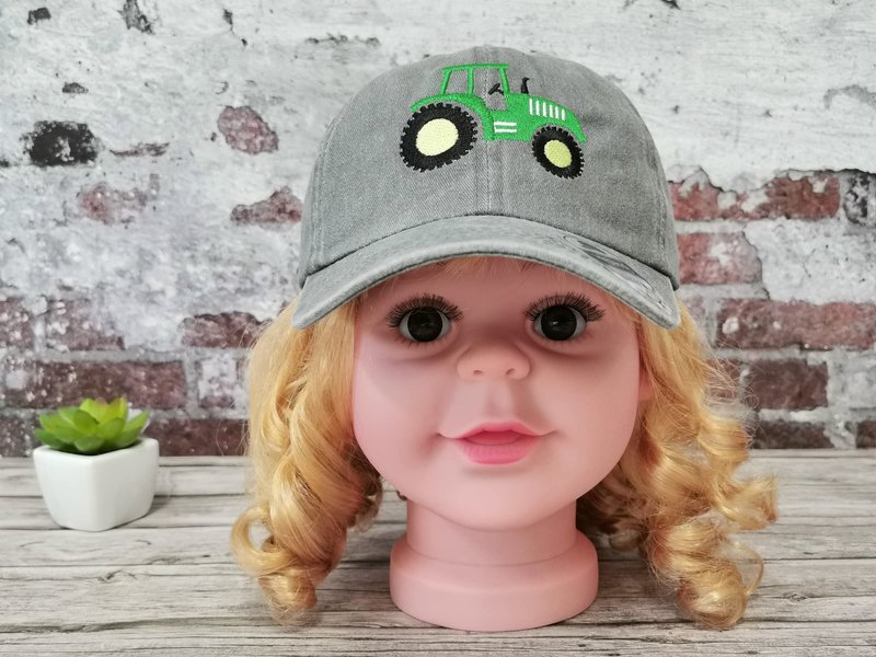 Hepandy Embroidered Tractor Farm Baseball Hats, Gifts for Children, Kids Embroidery Snapback Hat Youth Boys Washed Black Adjustable Hat
