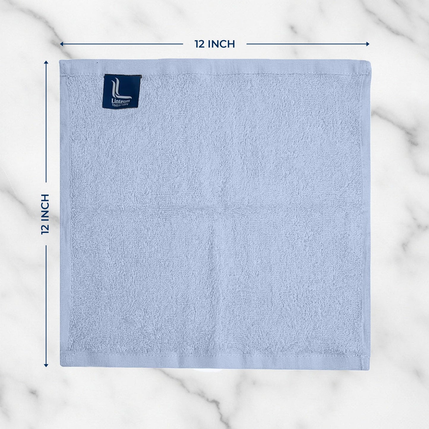 Linteum Textile Supply Premium 12x12 Washcloth (Light Blue) – 100% Cotton Zero Twist Towels | Absorbent, Quick Dry, Durable for Bathroom, Spa, Gym (12 Pack)