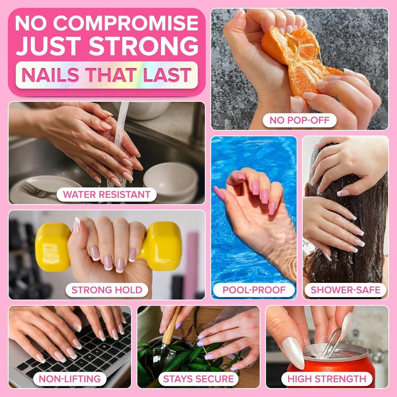 NailBond Super Strong Nail Glue - Long Lasting Brush-On Adhesive for Press-On & Acrylic Nails | 8ml