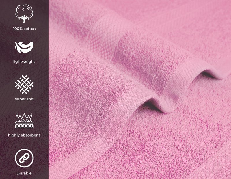 Avalon Towels Bath Towels for Bathroom 100% Cotton Pink Bathroom Towels Pack of 12 (24x48 inches) - Quick Drying Bath Towels Set Small, Light Weight & Absorbent Perfect Gym & Pool Towel Set