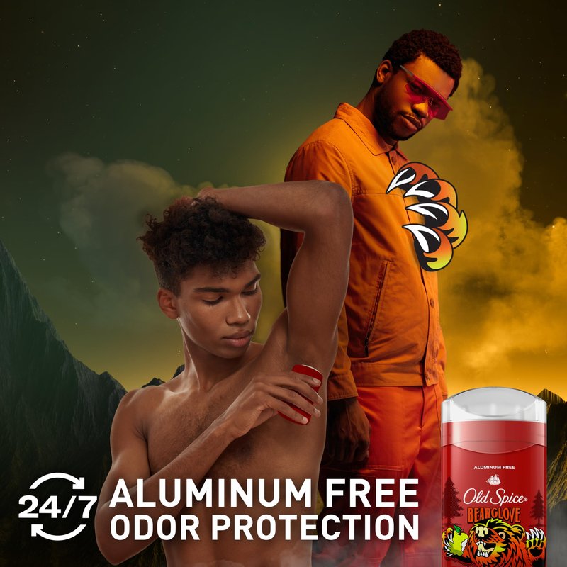 Old Spice Aluminum Free Deodorant for Men, 24/7 Odor Protection, 24/7 Freshness & Lasting Scent, Goes on Clear, Bearglove with Crisp Orchard Scent, 3.0 oz