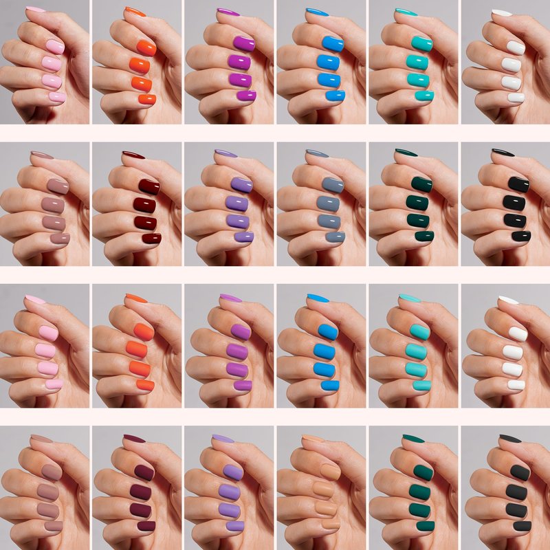 Beetles Press on Nails Kit 576Pcs 24 Colors, Short Square Press on Nails Glossy Matte With Nail Glue & Nail Tabs Stickers, Natural Fit Lightweight Fake Nails Kit Art For Women