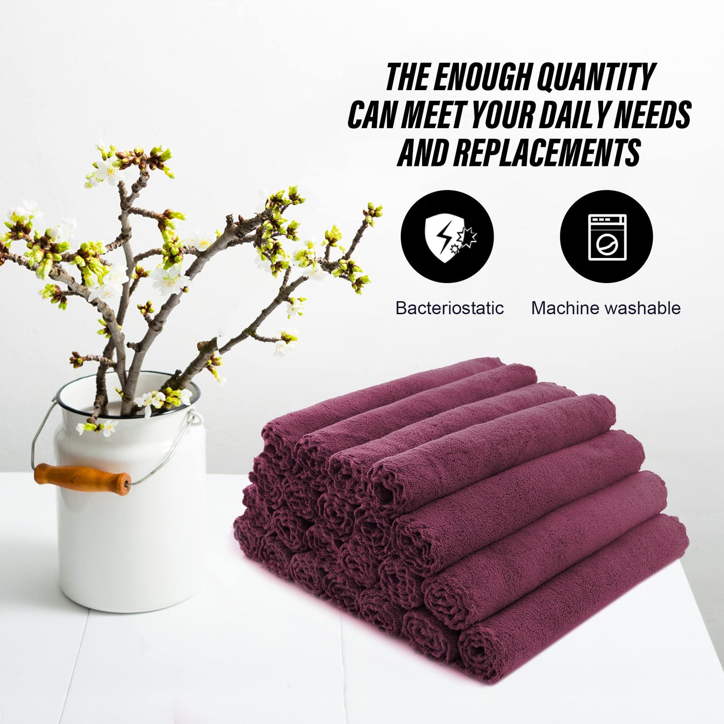 MOONQUEEN Ultra Soft Premium Washcloths Set - 12 x 12 inches - 72 Pack - Quick Drying - Highly Absorbent Coral Velvet Bathroom Wash Clothes (Burgundy)