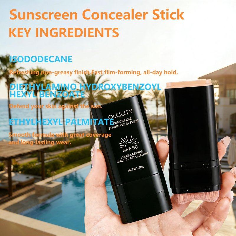 Foundation Stick, 2 in 1 Dual-Ended Long-Lasting Concealer Korean Foundation Stick, Full Coverage Foundation Makeup, Sunscreen Concealer Stick, Tattoo Cover Up Makeup, Matte Finish for Face (NATURAL)