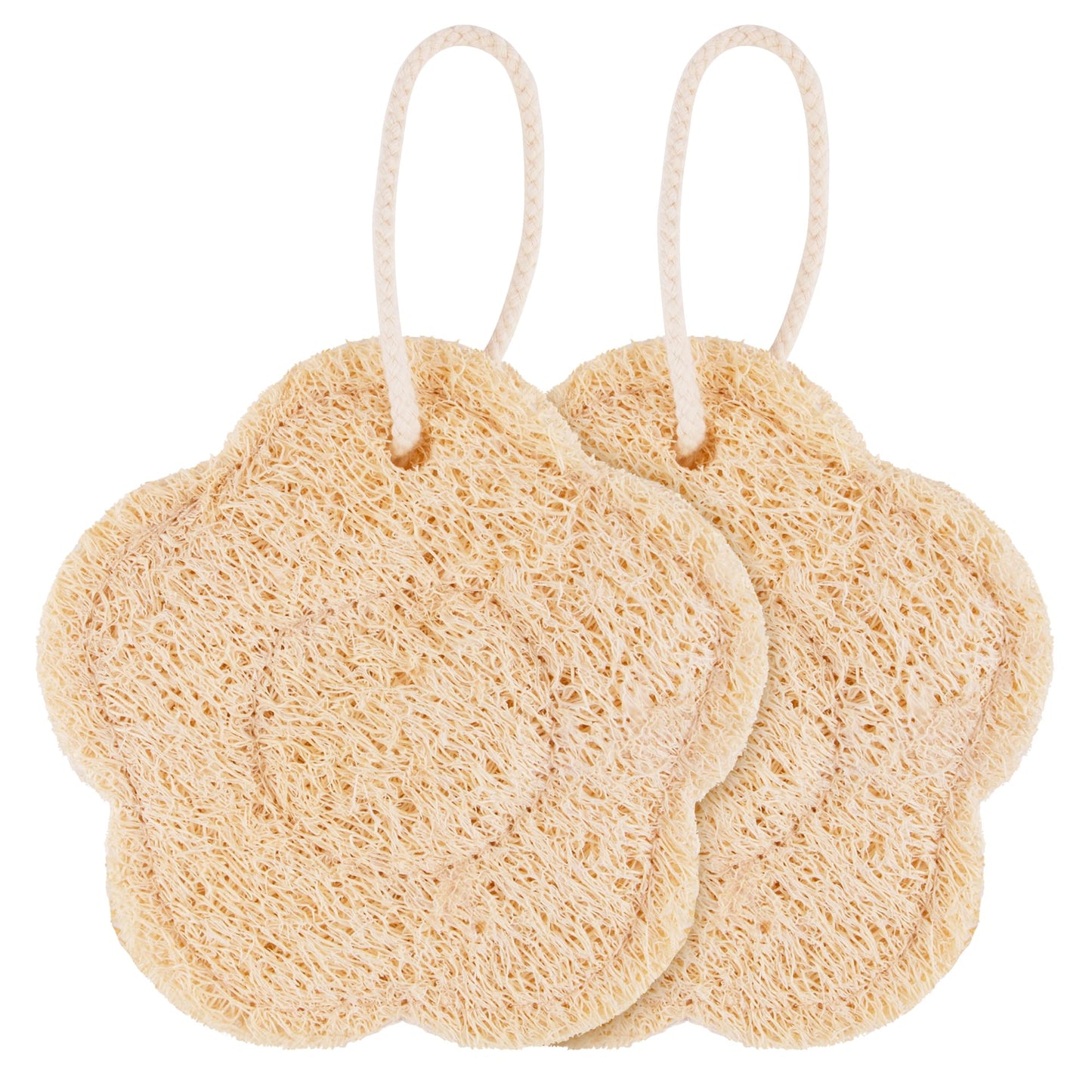 Travel Loofah Sponge for Women & Men, Natural Shower Exfoliating Body Scrubber for Deep Clean, Quick-Drying, Lightweight Travel Sponge, Rich Lather (2 Pack)