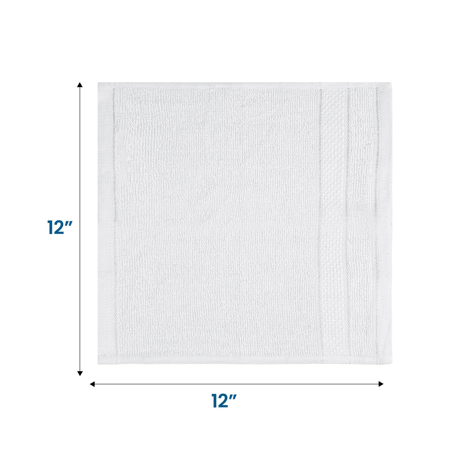 Casa Lino Face Towels & Body Wash Cloths for Showering - 100% Cotton Wash Cloths for Bathroom - Highly Absorbent & Quick Drying Washcloth Set - Cotton Washcloths 24 Pack (12" x 12") - (White)